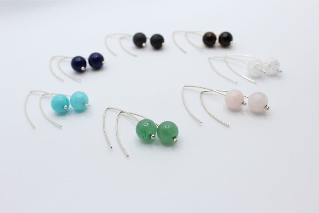 Zilveren oorbel in diverse kleuren